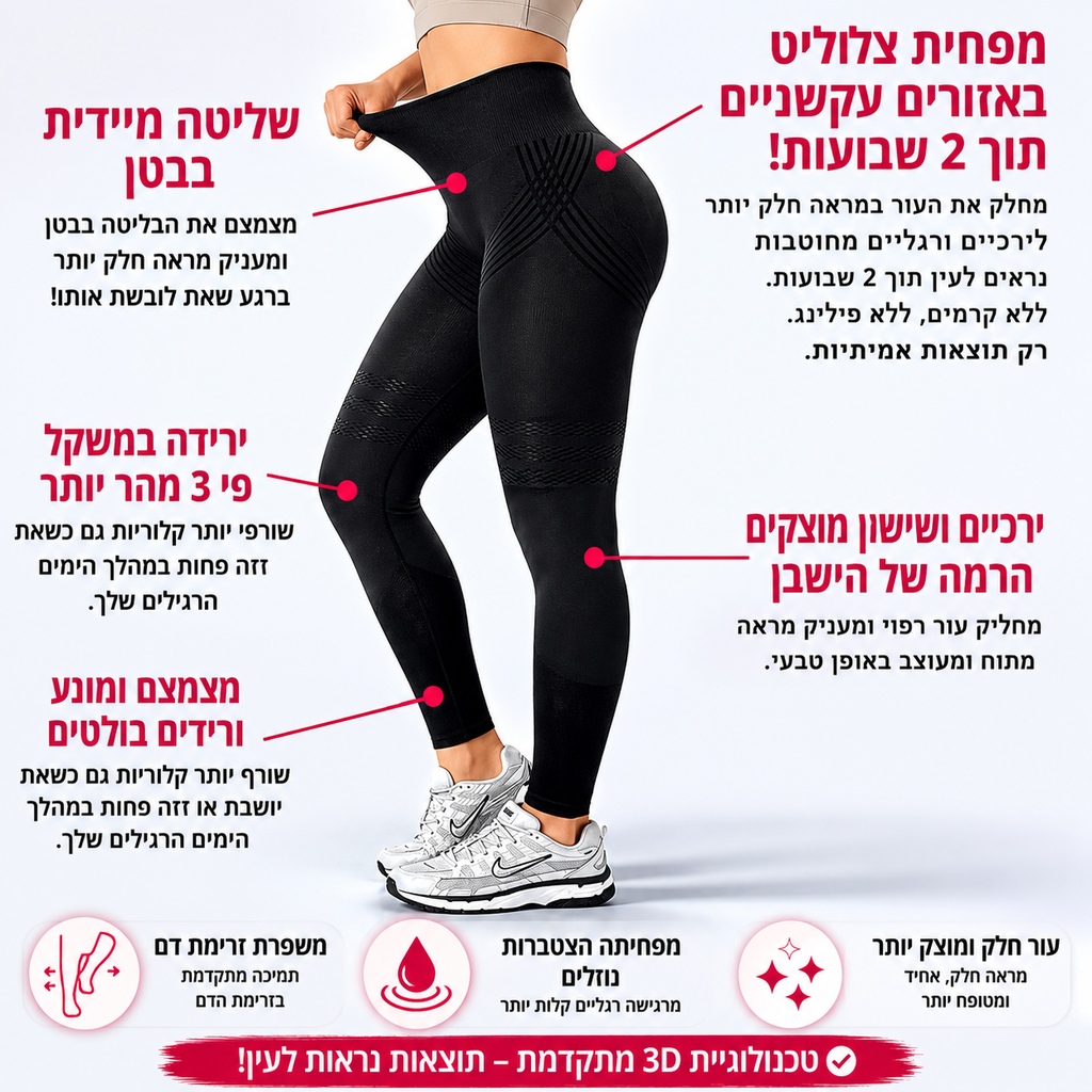 טייץ ספורט מחטב בגזרה גבוהה – עיצוב מחמיא, גמישות מקסימלית וייבוש מהיר