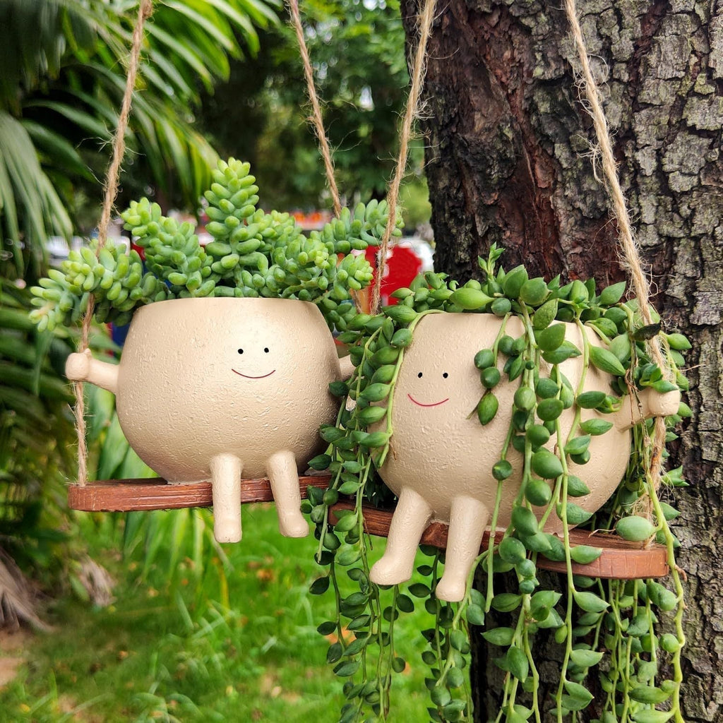 Hanging Swing Face Planter Pot